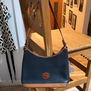 Classic Black and Brown Leather Shoulder Bag